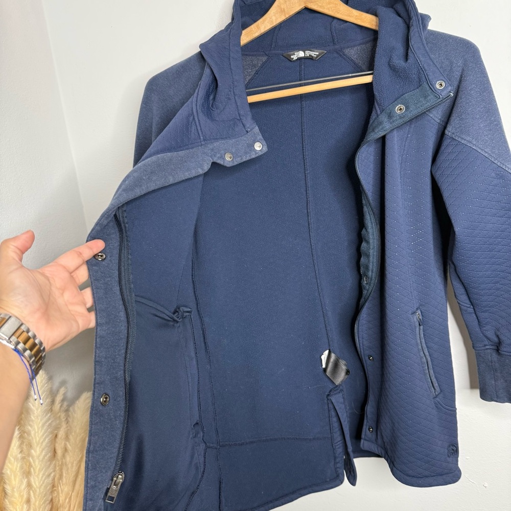 The North Face Caroluna Quilted Hooded Fleece Jacket Coat Blue Size L - Picture 6 of 15